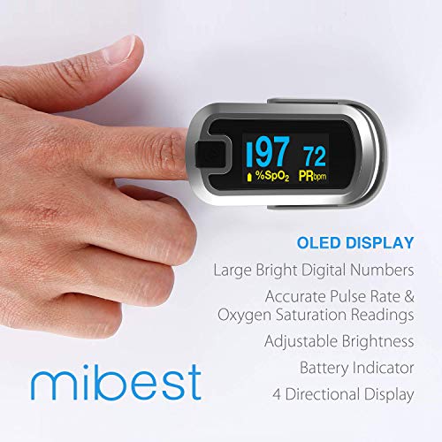 Oxímetro de Pulso OLED Mibest, Medidor de O2, Doble Color Blanco/Plata - imagen 6