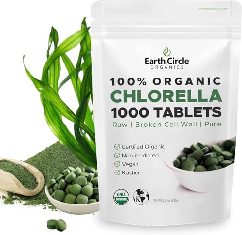 Tabletas de Chlorella Orgánica Earth Circle Organics 1000 piezas | Chlorella Pyrenoidosa Pura | Pared Celular Rota para Mejor Absorción | Vegano, - imagen 8