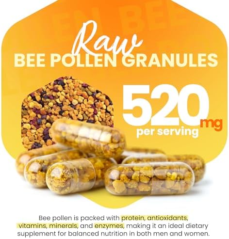 HONEYBEEZONE – Gránulos de Polen de Abeja 100% Puro en 60 Cápsulas Veganas – Alto en Complejo B para Metabolismo y Energía - Sin Gluten y No - imagen 2