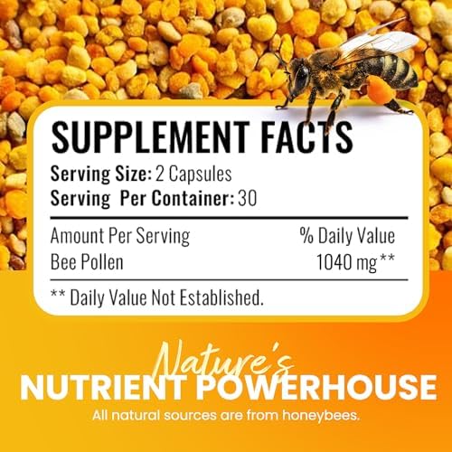 HONEYBEEZONE – Gránulos de Polen de Abeja 100% Puro en 60 Cápsulas Veganas – Alto en Complejo B para Metabolismo y Energía - Sin Gluten y No - imagen 4
