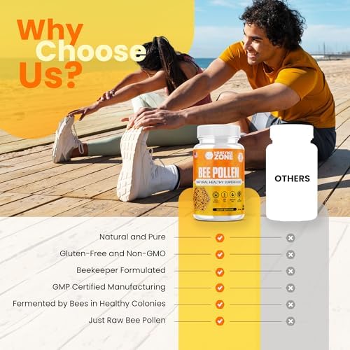 HONEYBEEZONE – Gránulos de Polen de Abeja 100% Puro en 60 Cápsulas Veganas – Alto en Complejo B para Metabolismo y Energía - Sin Gluten y No - imagen 7