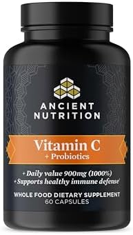 Suplemento de Probióticos y Vitamina C Ancient Nutrition, Apoya el Sistema Inmunológico y la Salud Digestiva, Sin GMOs, 30 Porciones, Paleo y Keto - imagen 1