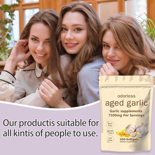 Suplemento de Extracto de Ajo Aged Garlic TANSPRESSO Primus - Ajo Orgánico Sin Olor para el Corazón y el Sistema Inmunológico, 200 Cápsulas Blandas - imagen 3