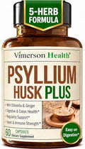 Cápsulas de Psyllium Husk 1080mg – Suplemento de Fibra Vegano para la Regularidad y Salud Digestiva – Con Olmo Resbaladizo y Jengibre – 60 Cápsulas - imagen 1