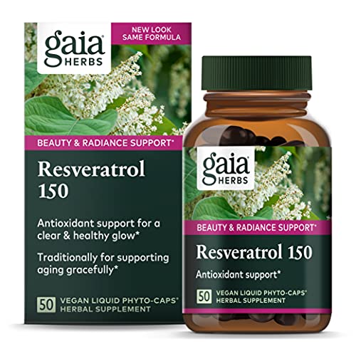 Suplemento Antioxidante Gaia Herbs Resveratrol - Belleza y Radiancia - 150 mg de Trans-Resveratrol por Porción - 50 Cápsulas Líquidas Phyto (25 - imagen 1