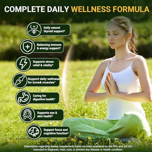 Suplemento Natural para Tiroides 22 en 1 para Hombres y Mujeres | Fórmula Herbal con Kelp, Ashwagandha, Cúrcuma, Selenio, Zinc, L-Tirosina y Vitamina - imagen 7