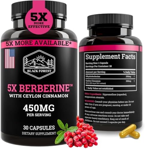 Suplemento de Dihidroberberina Black Forest 5X con Canela de Ceilán - 5X Más Efectivo que Berberina HCL Regular - imagen 1
