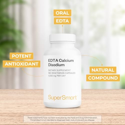 Supersmart - Suplemento de EDTA 1000mg al Día - EDTA de Calcio Disódico | Sin OGM y Libre de Gluten - 180 Cápsulas Vegetarianas - imagen 3