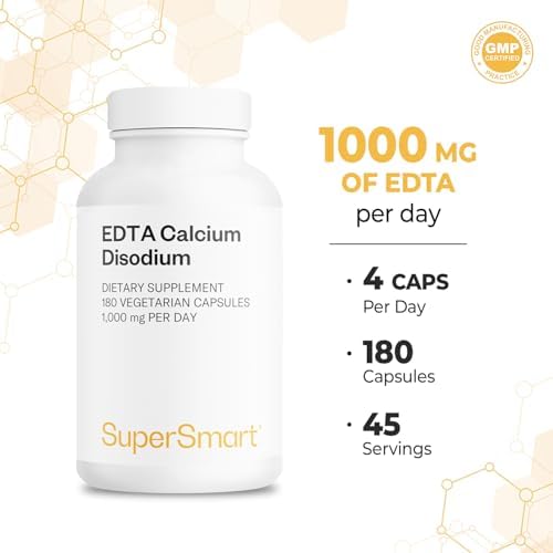 Supersmart - Suplemento de EDTA 1000mg al Día - EDTA de Calcio Disódico | Sin OGM y Libre de Gluten - 180 Cápsulas Vegetarianas - imagen 5