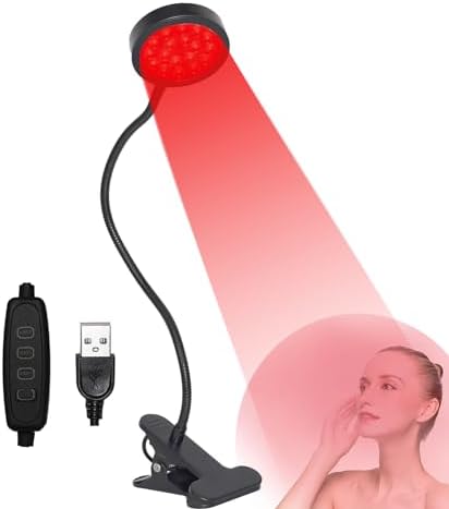 U4GLORY Terapia de Luz Roja para Cara y Cuerpo, 18 LEDs 660nm y 850nm Infrarrojo Cercano, Luz Ajustable con Clip, Ideal para Cuidado de la Piel y - imagen 1