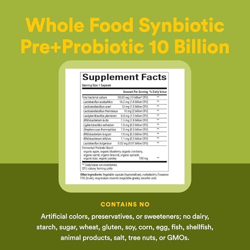 Suplemento Sinbiótico Pre+Probiótico Natural Factors de 10 Mil Millones - Salud Digestiva y Intestinal Orgánica - 60 Cápsulas Vegetarianas Sin Gluten - imagen 4