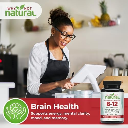 Suplemento de Vitamina B12 Natural Why Not 5000 mcg con Metilcobalamina, Adenosilcobalamina y Complejo de B12 Hidroxilo con Metilfolato 1000 mcg, - imagen 3