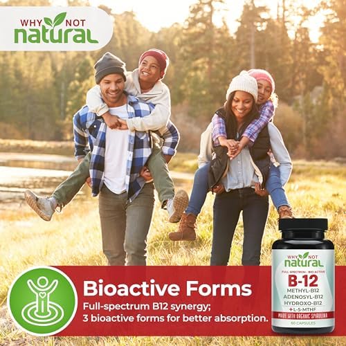 Suplemento de Vitamina B12 Natural Why Not 5000 mcg con Metilcobalamina, Adenosilcobalamina y Complejo de B12 Hidroxilo con Metilfolato 1000 mcg, - imagen 6