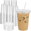 Paquete de 100 Vasos Plásticos de 16oz Zcaukya con Tapas y Popotes, Desechables, Ideales para Café Helado, Refrescos, Smoothies y Jugos - imagen 1