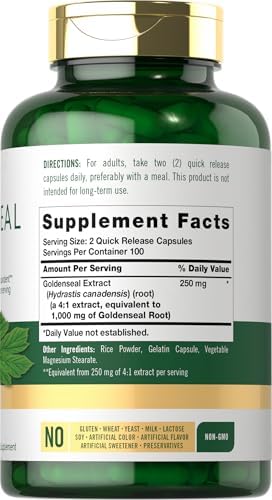Cápsulas de Raíz de Goldenseal Carlyle | 200 Contenidos | Suplemento Herbal Tradicional | Sin OGM, Libre de Gluten - imagen 2