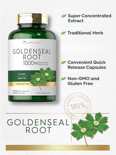 Cápsulas de Raíz de Goldenseal Carlyle | 200 Contenidos | Suplemento Herbal Tradicional | Sin OGM, Libre de Gluten - imagen 4