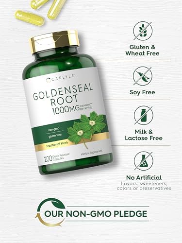 Cápsulas de Raíz de Goldenseal Carlyle | 200 Contenidos | Suplemento Herbal Tradicional | Sin OGM, Libre de Gluten - imagen 5