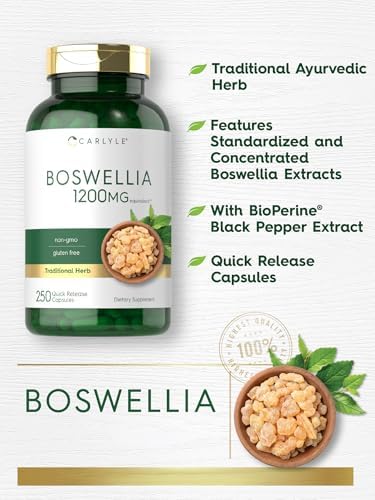 Cápsulas de Extracto de Boswellia Carlyle | 250 Contenido | Complejo de Boswellia Serrata con Extracto de Pimienta Negra | Suplemento Sin OGM y Sin - imagen 4