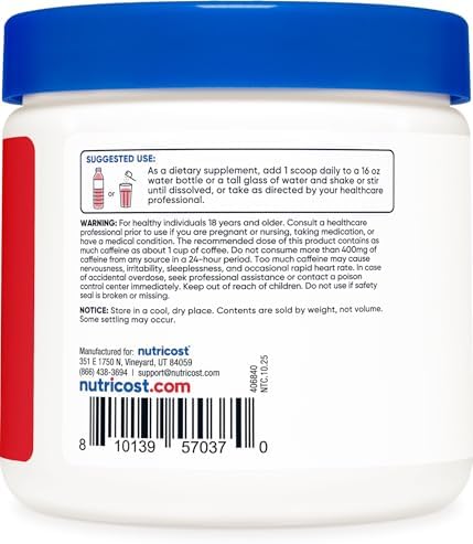 Nutricost Complejo Energético (Sabor Fruta) (60 Porciones) - Polvo de Energía Limpia, Suplemento Dietético de 300g - imagen 4