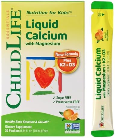 Suplemento Líquido de Calcio ChildLife Essentials para Niños - Calcio para Bebés con Magnesio, Vitamina D3, K2 y Zinc para Huesos - Sabor Naranja, - imagen 1