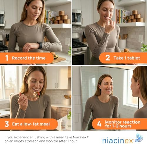 Niacinex Niacina 500mg Liberación Prolongada, 200 Tabletas, Suplemento de Vitamina B3 Vegano, Sin Flush, Equilibrio de Colesterol, Hecho en EE. UU. - imagen 7