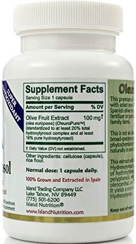 Island Nutrition, Extracto de Aceituna Hydroxytyrosol Complejo™ al 20% - Super Potente, 100% Cultivado y Extraído en España. 90 Cápsulas, 100 mg - imagen 5