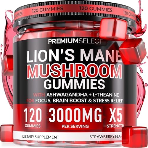 Gomitas de Melena de León Sin Azúcar – 120 Gomitas para Claridad y Soporte Nutricional Cerebral – 3000mg de Hongo Melena de León con Ashwagandha y - imagen 1