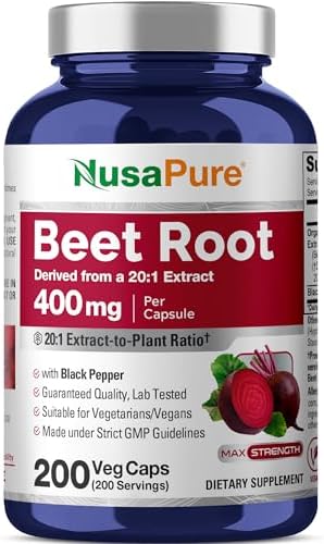 NusaPure Raíz de Betabel Orgánica, 400 mg, 200 Cápsulas Veganas (No GMO) - imagen 1