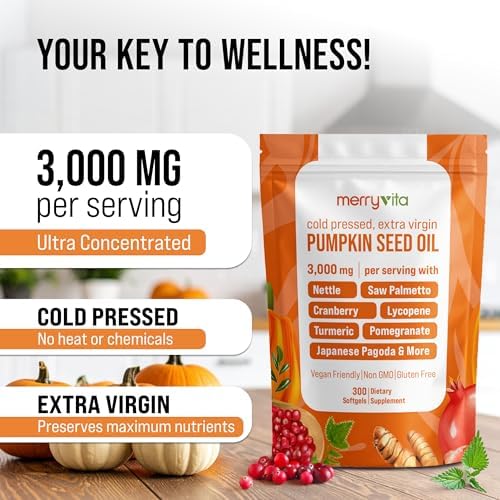 Aceite de Semilla de Calabaza con Saw Palmetto, Cúrcuma, Ortiga y Más | 3000mg por Porción, 300 Softgels | Prensado en Frío, Extra Virgen | - imagen 3