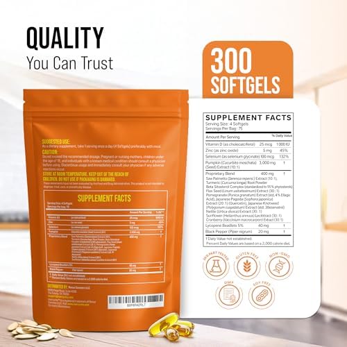 Aceite de Semilla de Calabaza con Saw Palmetto, Cúrcuma, Ortiga y Más | 3000mg por Porción, 300 Softgels | Prensado en Frío, Extra Virgen | - imagen 4