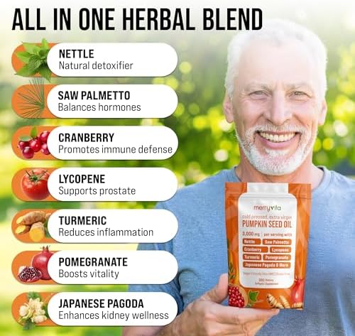 Aceite de Semilla de Calabaza con Saw Palmetto, Cúrcuma, Ortiga y Más | 3000mg por Porción, 300 Softgels | Prensado en Frío, Extra Virgen | - imagen 5
