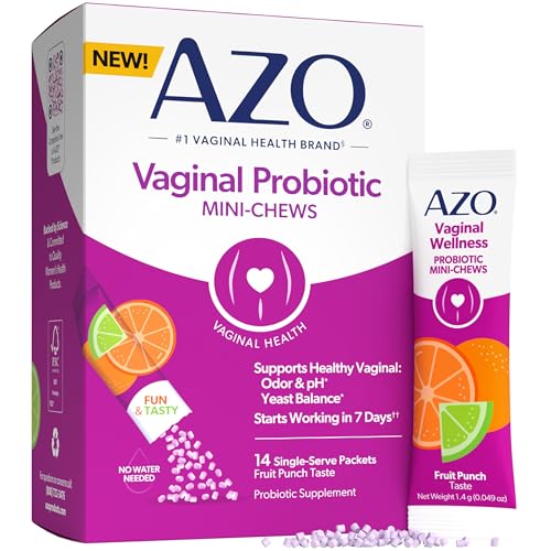 Mini-Chew de Probióticos Vaginales AZO para Mujeres, Apoya Olor Vaginal Saludable, Flora Vaginal, Balance de Levadura y pH, Sabor Frutal, 14 - imagen 4