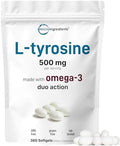 Suplemento de L-Tirosina 500mg con Omega-3, 360 Softgels | Aminoácidos de Doble Acción + Omega de Aceite de Linaza 1,000mg | Apoyo para Corazón y - imagen 1