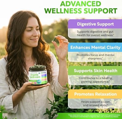 Cápsulas Orgánicas de Hierbabuena Dalnara 1200 mg - Certificadas por USDA, Apoyo a la Salud Femenina, Balance Hormonal y Vitalidad Digestiva, - imagen 2