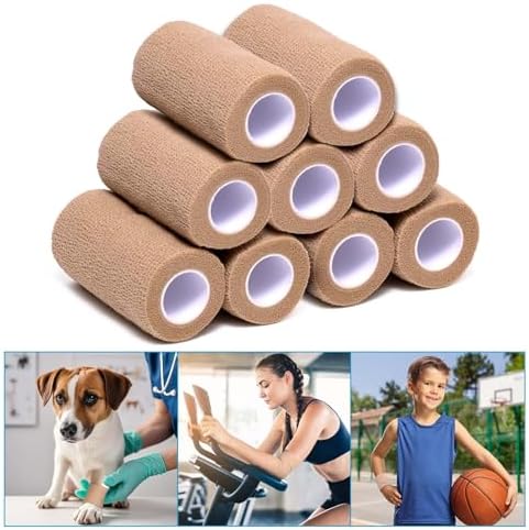 Venda Autoadhesiva Elzrghs, Paquete de 16, 4 x 5 Yardas, Bandaje Cohesivo Elástico, Venda Deportiva, Venda Veterinaria, Color Piel - imagen 7