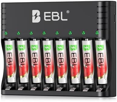 Baterías Recargables AAA EBL de Litio con Cargador, Paquete de 8, 1300mWh 1.5V, 1600+ Ciclos, Duraderas para Control Remoto - imagen 1