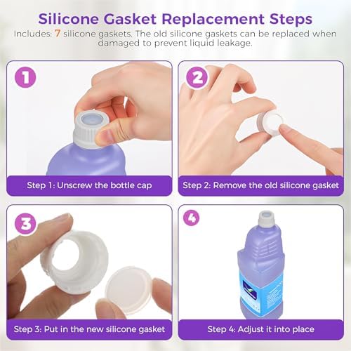 Botella de Reemplazo Recargable para Mopa Swiffer® Wet Jet™, 1250ml / 42 oz, Vacía, Antifugas, Botella de Recarga de Solución de Limpieza con 7 Gomas - imagen 5