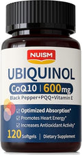 NUISM CoQ10 600mg Softgels, Suplemento de Ubiquinol Q10, Máxima Absorción de Antioxidantes para la Salud del Corazón y Energía - imagen 1
