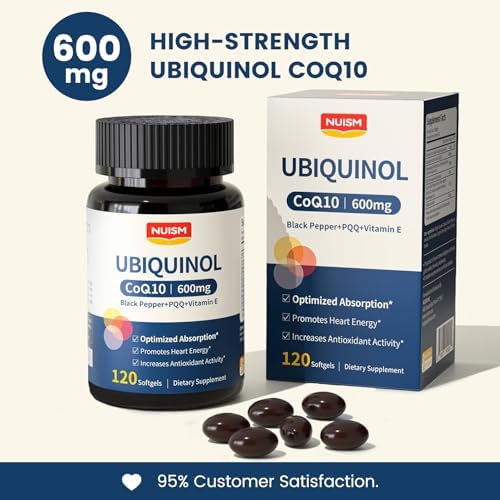 NUISM CoQ10 600mg Softgels, Suplemento de Ubiquinol Q10, Máxima Absorción de Antioxidantes para la Salud del Corazón y Energía - imagen 4