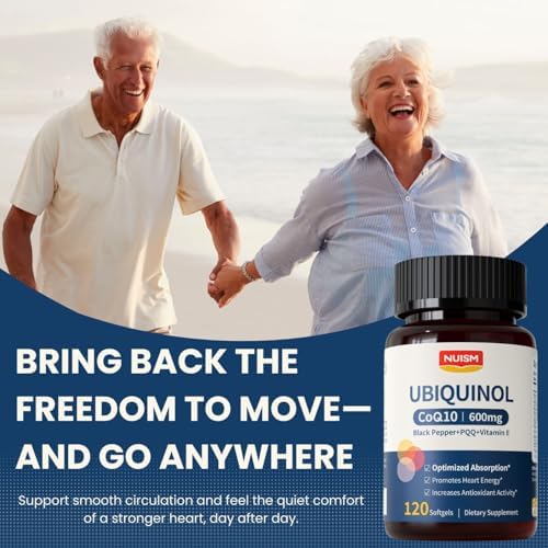 NUISM CoQ10 600mg Softgels, Suplemento de Ubiquinol Q10, Máxima Absorción de Antioxidantes para la Salud del Corazón y Energía - imagen 6