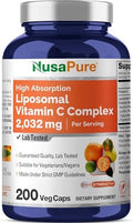 NusaPure Vitamina C Liposomal 2032mg - 200 Cápsulas Veganas, BioPerine - Alta Absorción de Ácido Ascórbico - imagen 1