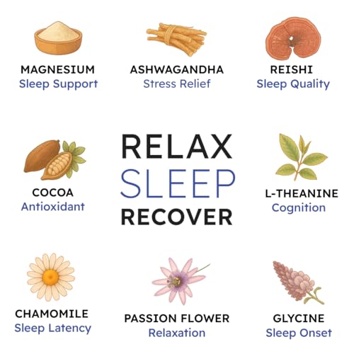 Cocoa para Dormir Brainoa para Amantes del Chocolate – Con Magnesio Glicinato, Ashwagandha, Hongo Reishi y L-Theanina – Bebida para Dormir Sin - imagen 6