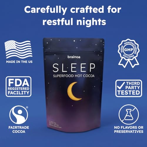 Cocoa para Dormir Brainoa para Amantes del Chocolate – Con Magnesio Glicinato, Ashwagandha, Hongo Reishi y L-Theanina – Bebida para Dormir Sin - imagen 7