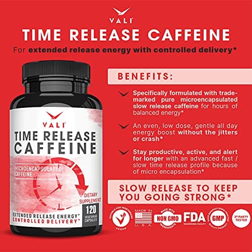 Cápsulas de Cafeína de Liberación Prolongada VALI 100mg - Suplemento Nootrópico Avanzado para Energía, Enfoque y Claridad. 120 Cápsulas Veganas - imagen 4