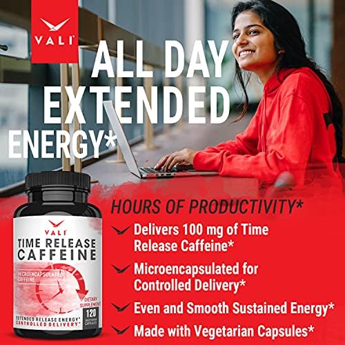 Cápsulas de Cafeína de Liberación Prolongada VALI 100mg - Suplemento Nootrópico Avanzado para Energía, Enfoque y Claridad. 120 Cápsulas Veganas - imagen 5