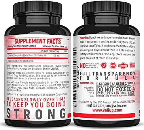 Cápsulas de Cafeína de Liberación Prolongada VALI 100mg - Suplemento Nootrópico Avanzado para Energía, Enfoque y Claridad. 120 Cápsulas Veganas - imagen 8