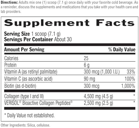 Country Life Maxi-Collagen 7000 en polvo - Péptidos de colágeno bioactivos Verisol, Vitamina C, A y Biotina, 4,500 mg de colágeno de pastura Tipo I y - imagen 5