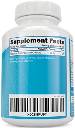 Suplemento de Cloruro de Potasio | Suministro para 1 Año | Apoyo a la Salud Cardiaca y Circulatoria | 99mg de Potasio por Porción para Equilibrio de - imagen 2