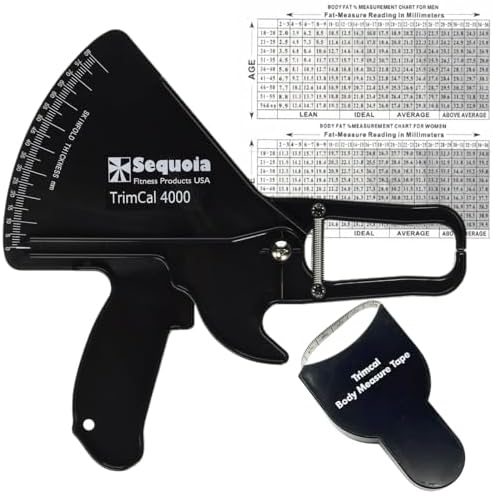 Calibrador de Grasa Corporal Sequoia Trimcal 4000 con Cinta Métrica - Precisión (Diseño Doble Cara) para Seguimiento Fitness - Color Negro - imagen 1