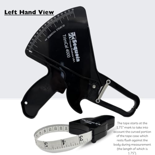 Calibrador de Grasa Corporal Sequoia Trimcal 4000 con Cinta Métrica - Precisión (Diseño Doble Cara) para Seguimiento Fitness - Color Negro - imagen 2